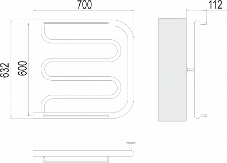 Фокстрот БШ 600х700 Полотенцесушитель  TERMINUS Норильск - фото 3