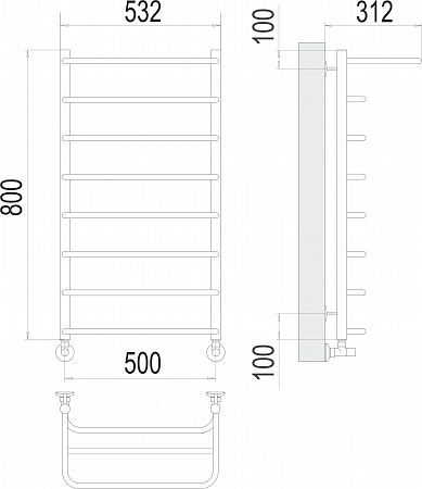 Полка П8 500х800  Полотенцесушитель  TERMINUS Норильск - фото 3