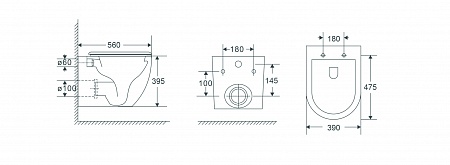Подвесной унитаз безободковый Terminus Енисей Monolit 560х390 белый Норильск - фото 8