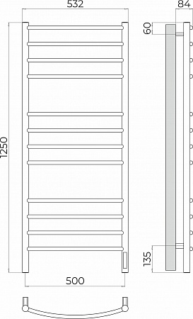 Классик П12 500х1250 Электро (quick touch) Полотенцесушитель TERMINUS Норильск - фото 3