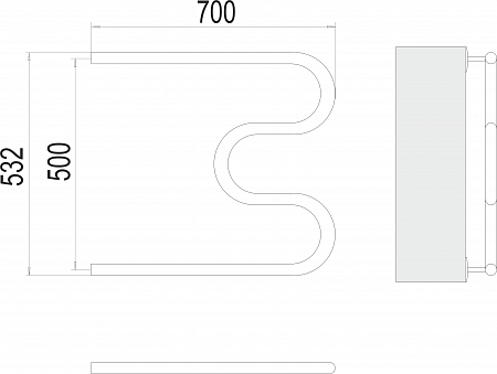М-обр AISI 32х2 500х700 Полотенцесушитель  TERMINUS Норильск - фото 3