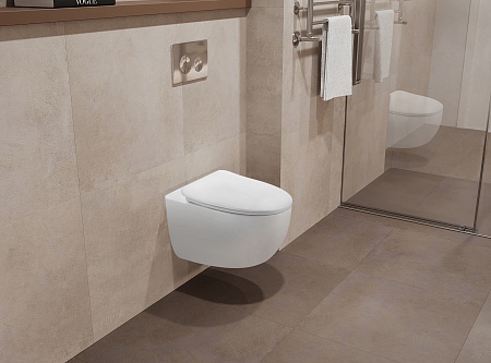 Подвесной унитаз безободковый Terminus Енисей Monolit 560х390 белый Норильск - фото 1