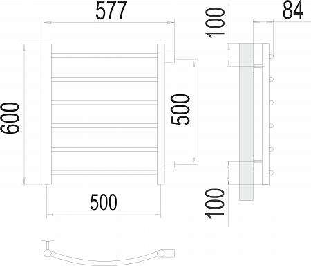 Классик П6 500х600 бп500 Полотенцесушитель  TERMINUS Норильск - фото 3