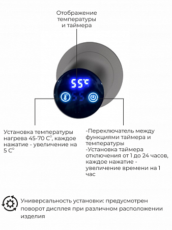 Рондо П2 350х760 электро Полотенцесушитель TERMINUS Оружейная сталь Норильск - фото 5