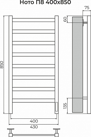 Ното П8 400х850 Электро (quick touch) Полотенцесушитель TERMINUS Норильск - фото 3