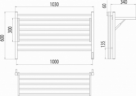 Горизонт П8 1000х600 электро КС ЧЕРНЫЙ МУАР (sensor quick touch) Полотенцесушитель TERMINUS Норильск - фото 5